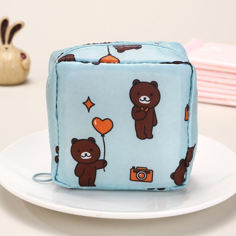 Cartoon Pattern Sanitary Napkin Storage Bag, 1 Count Portable Menstrual Pad Storage Bag, Small Zipper Space-Saving Pouch, Space Saving Bags for Outdoor Travel and Home Organizer Supplies #GLOBAL PICKS