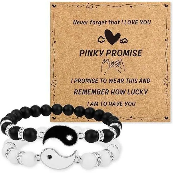 SUMMER LOVE Best Friend Bracelets Couples Bracelets for 2 Matching Yin Yang His and Her Lover Bracelet Jewelry for Bff Friendship Relationship Boyfriend Girlfriend Valentines Gift