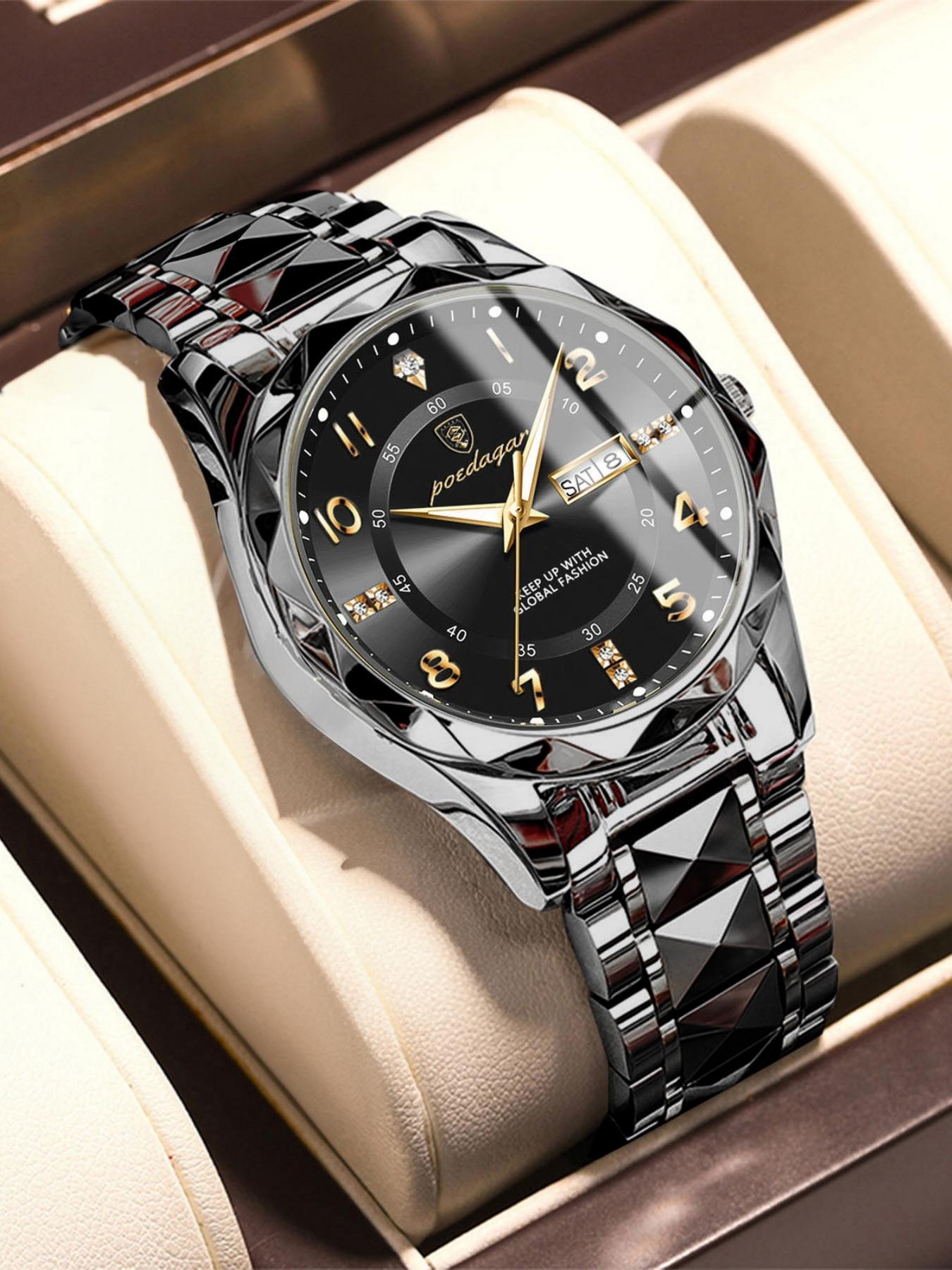 Business Fashion Analog Quartz Watch, Fashion Waterproof & Luminous Watch for Men, Trendy All-match & Exquisite Watch for Birthday Gift with Box, Business Fashion Watches