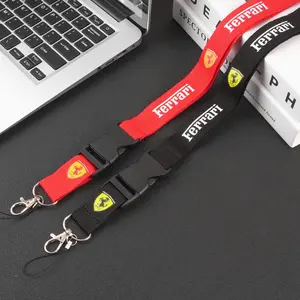 Nylon Lanyard Car Emblem Keychain, Work Card ID Cell Phone Keyring, for Ferrari F430 Stradale Roma 488 Spider Sf90 Laferrari Portofino