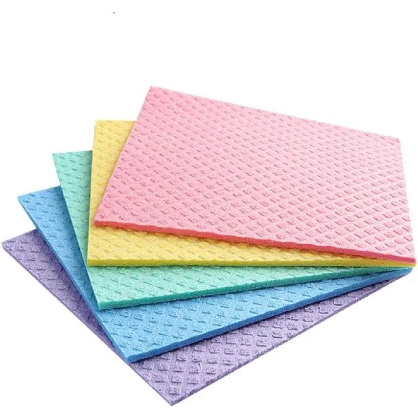 Reusable Cleaning Cellulose Sponge Cloths Absorbent Wipes Clean Kitchen Car Dish Eco-Friendly Dishcloth Hand Towel Auto - 1pack (5pcs)