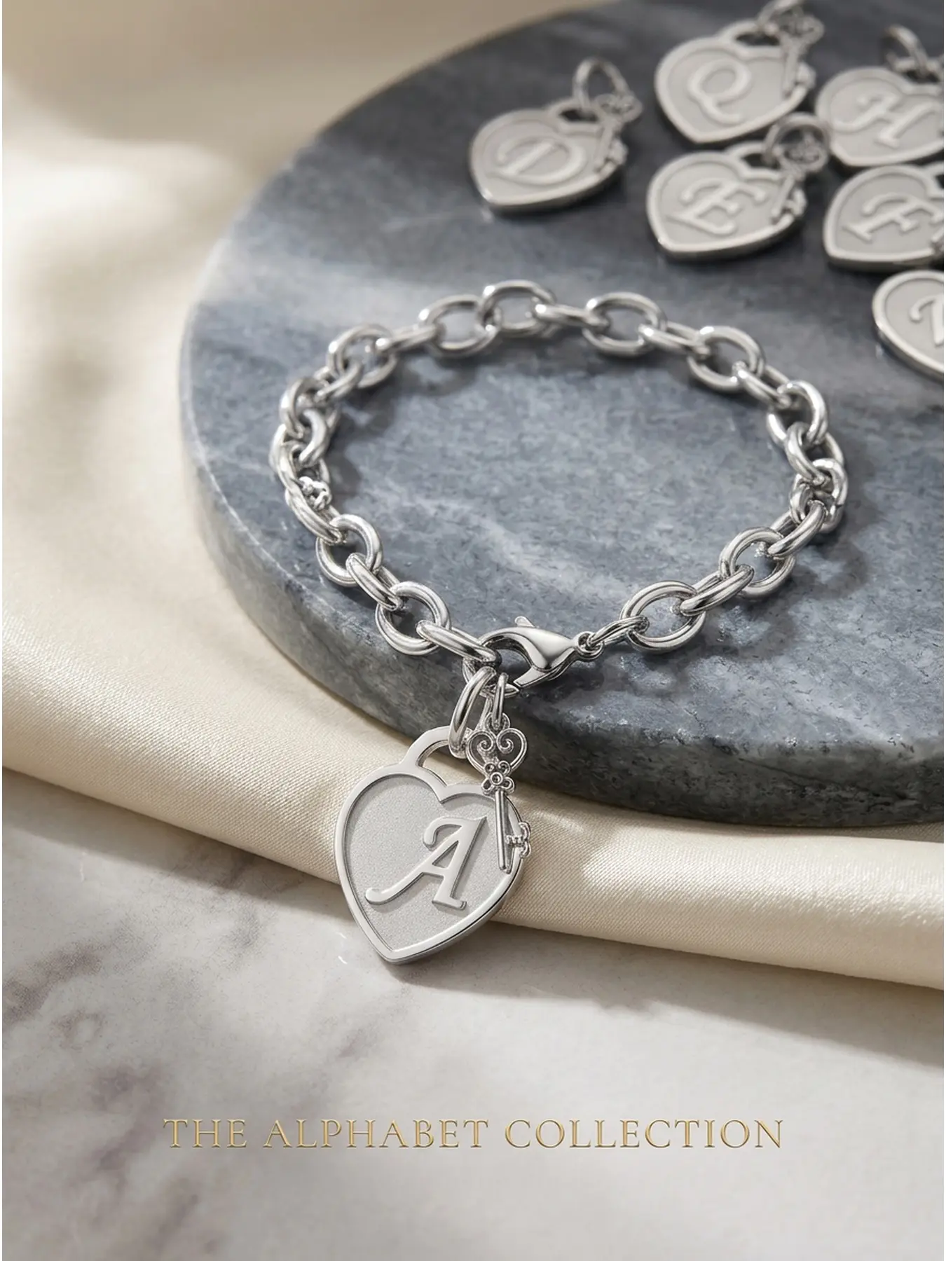 Personalized Initial Bangle with Heart & Key Charm, Minimalist Adjustable Jewelry for Women, Teenage Girls Love Gifts, Bangles, Teenage Girls Gifts, Bracelets, Accessories For Women, Charm Bracelet, Engraved Charm Bracelets & Bangles, Link Bracelets