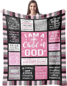 Christian Gifts for Women Blanket - I Am a Child of God Blankets - Inspirational Religious Birthday Catholic Spiritual & Baptism Confirmation Gifts for Girls  Slim Soft One-Side Printing