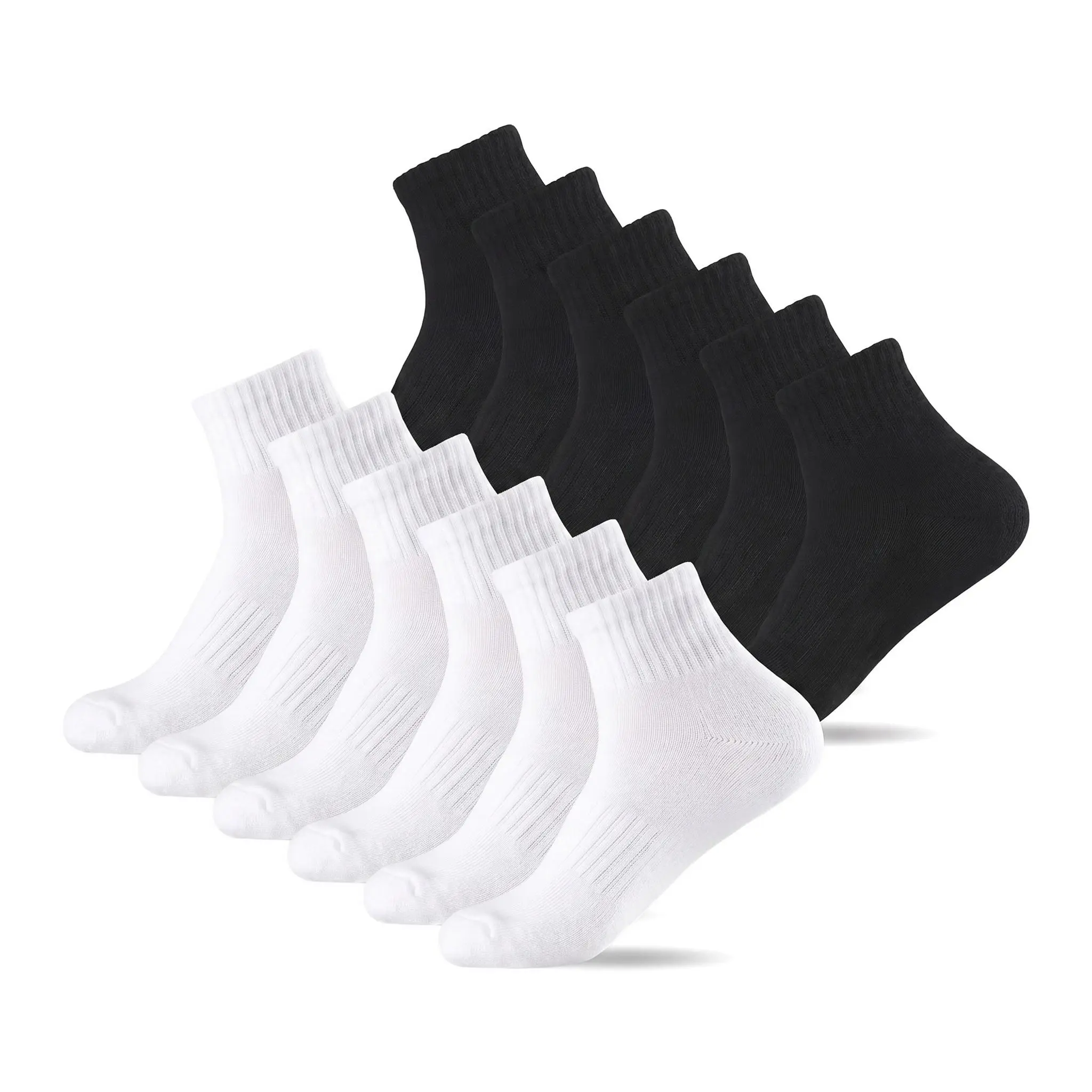 6 Pairs Cotton Quarter Ankle Socks for Men & Women, Cushioned Athletic Design with Arch Support, Anti-Slip & Sweat Control, Cushioned Sports Socks, Sweat Control Sports Socks
