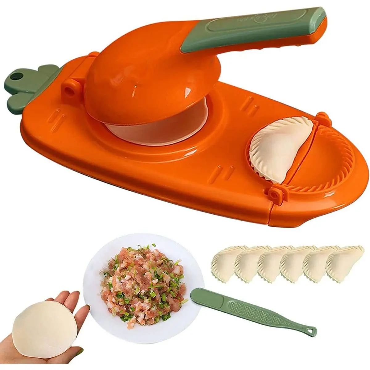 2-in-1 Manual Dough Press & Dumpling Maker, Premium Multi-Shape Press Mold for Dumplings, Empanadas, Pierogi, Ravioli, Pocket Pies & Turnovers, Easy Handmade Kitchen Baking Tool