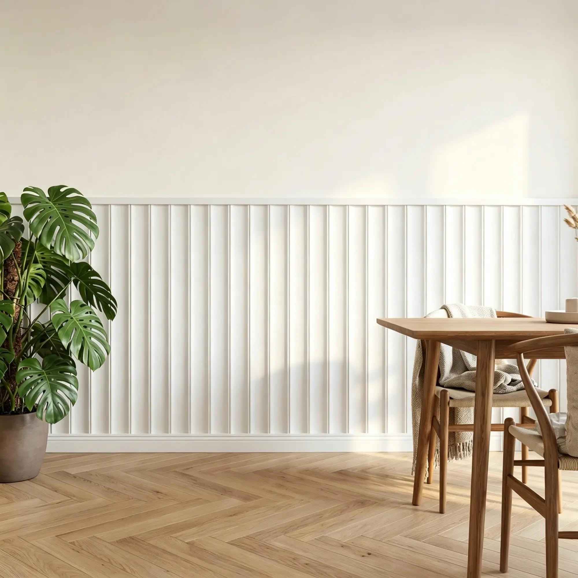DIY Fluted Wainscoting Wall Panels Kit – 3D Wall Trim, Peel & Stick, Waterproof Molding for Living Room Bedroom Hallway, Easy No-Mess Home Upgrade