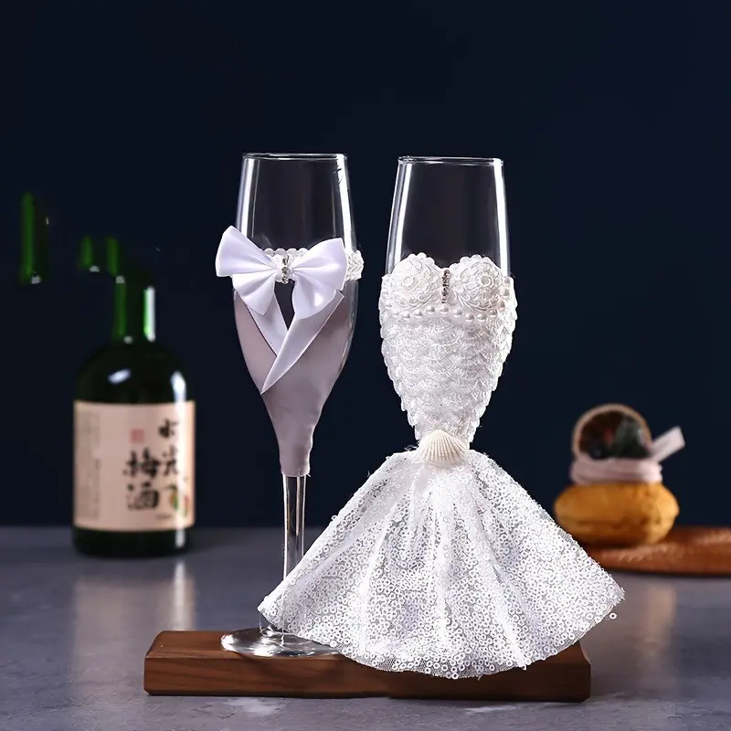 Romantic Wedding Champagne Set, Love Cup Gift Box, New Bride & Groom Highball Glassware, Wedding Wine Glass, Perfect for Weddings & Celebrations, Drinking Glasses