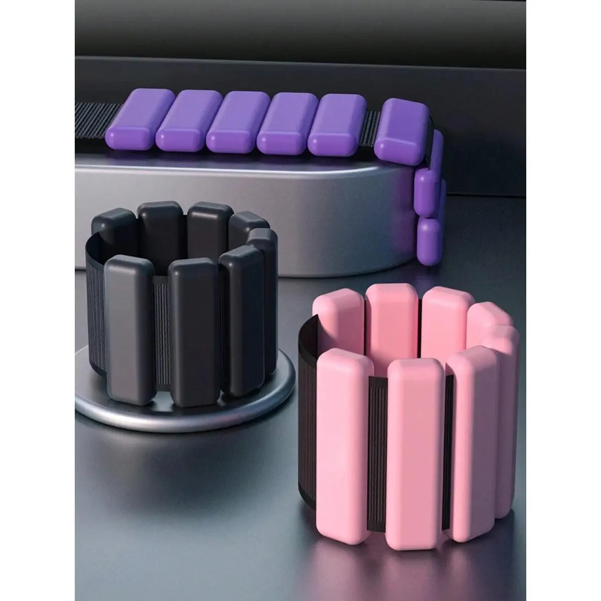 Glow-in-the-Dark Wrist & Ankle Weights, Unisex Sporty Style Silicone Bands with 1 to 2 lb Adjustable Weight for Customized Training & Workouts, 450G, 920G, Long-Term Use, Pink 1 Pound A Pair (450G)