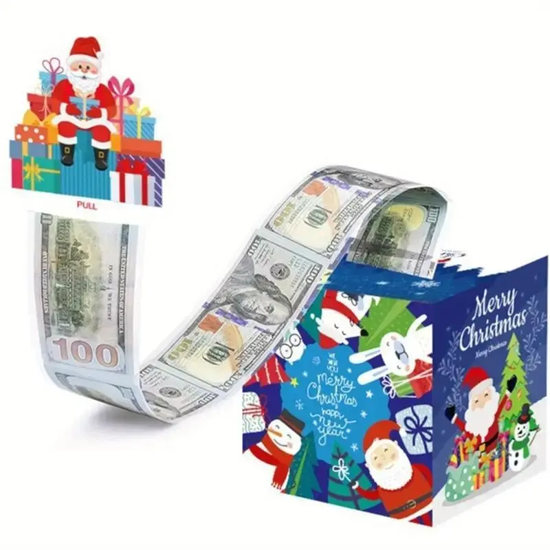 Large Santa Claus Christmas Cash Gift Box, Holiday Paper Design, Surprise Inside, Large Capacity, Party and Celebration Gifts, Bamboo Fiber Construction