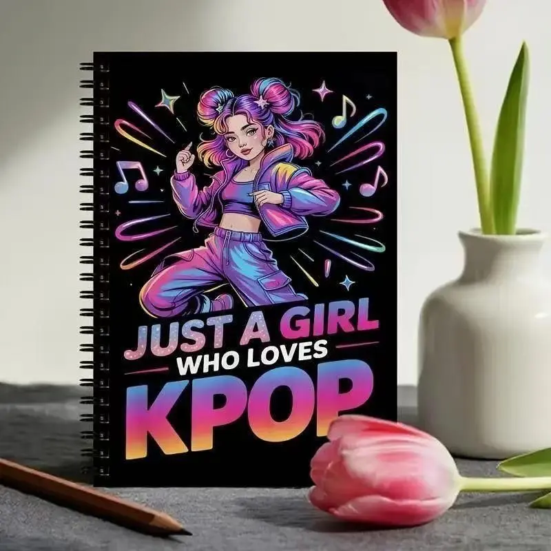 Neon Kpop Theme Notebook, Fashion Stationery for K-Pop Fans, Creative Expression and Idol Love, Trendy Journal for Korean Wave Enthusiasts