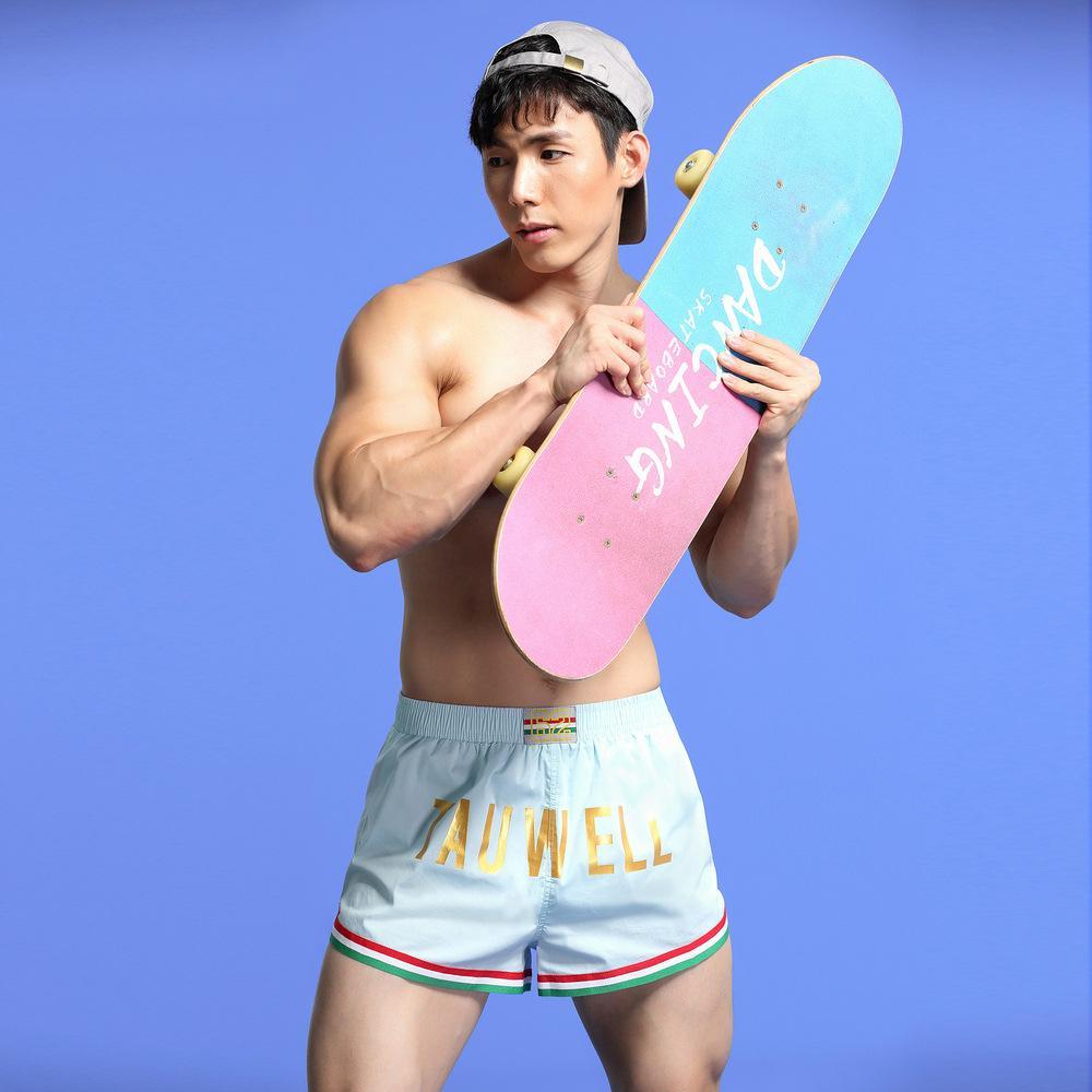 Tauwell Mens Sports Shorts Trendy Comfortable Youth Casual Three-Point Pants Polyester Fabric  - Menswear Trouser Elastic