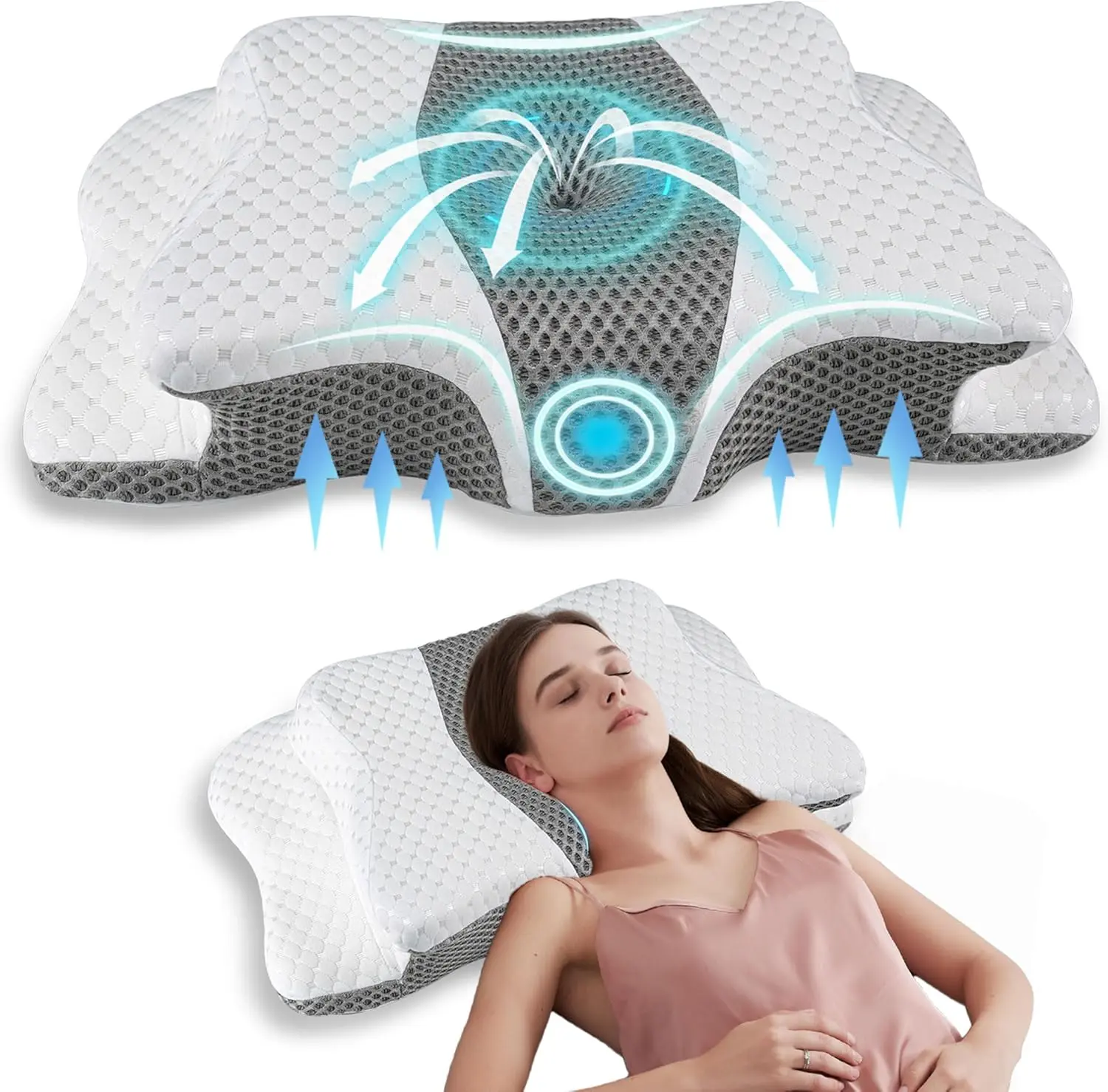 Pain Relief Cervical Pillow for Neck, Ergonomic Pillow Cozy Sleeping, Orthopedic Pillow, Bed Pillow for Side Back Stomach Sleeper