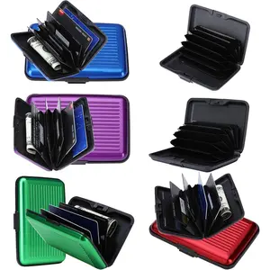 Set of 6 Aluminium Metal Credit Card Wallet Holder/Moneybag Storage- Prevent Identity Theft by Blocking RFID Scanning of Your Credit Cards (Assorted Colors) Size 11x7x5.2cm