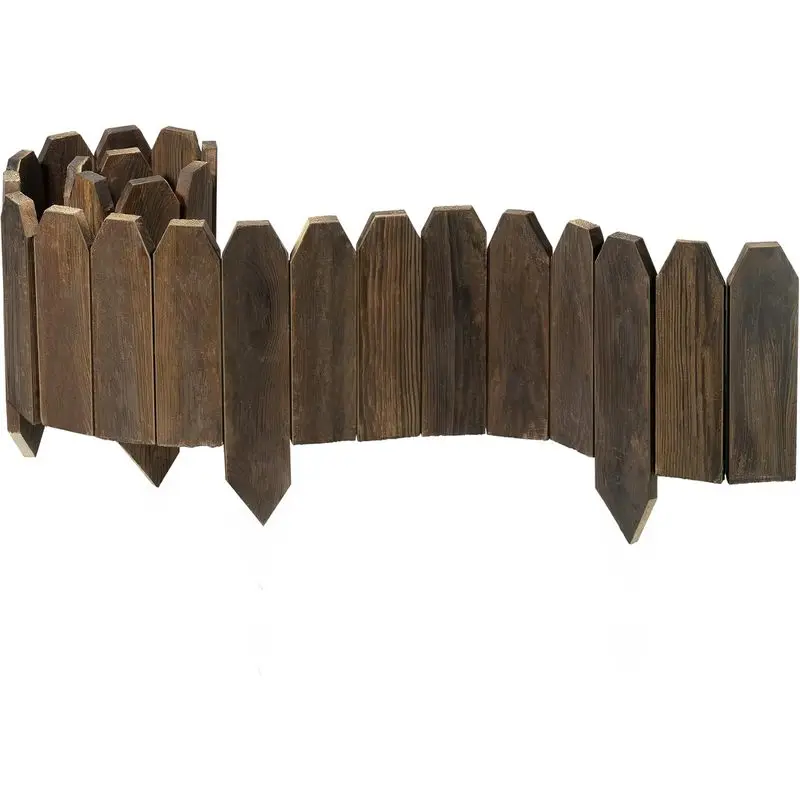 Wood Garden Edging 1 Pack, 5.9 x 47 Inch Decorative Wooden Picket Fence Border for Flower Beds, Lawn Edging, Pathways, Plants and Yard Landscaping