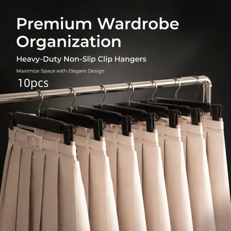 10-Pack, Premium Wardrobe Organization, for Pants, Skirts & Jeans, Space-Saving, Ideal for Closet & Retail Use