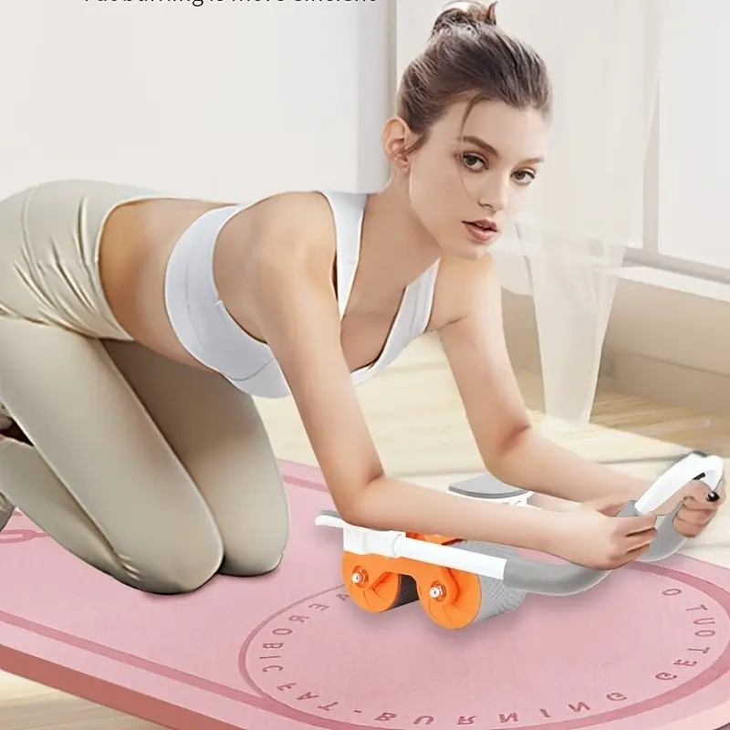 Auto‑rebound abdominal roller for tummy tightening and crunches to train abs, new‑style auto‑rebound ABS roller for core muscle training and body shaping, elbow‑support abdominal roller for home use for men and women