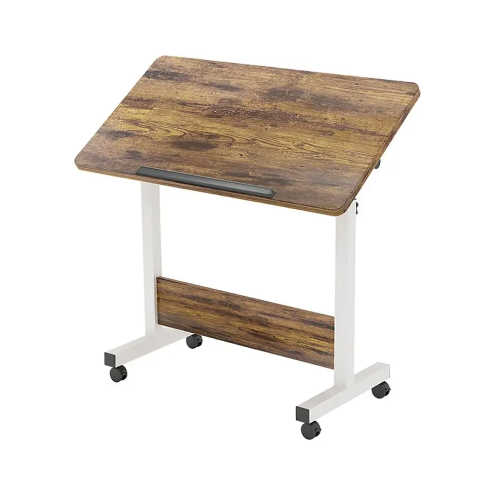 Collapsible Adjustable Standing Desk on Wheels - Mobile Computer Table with Ergonomic Seat Down-Stand Design - Compact, Portable Workstation for Home Office & Small Spaces - Nordic Maple or Black
