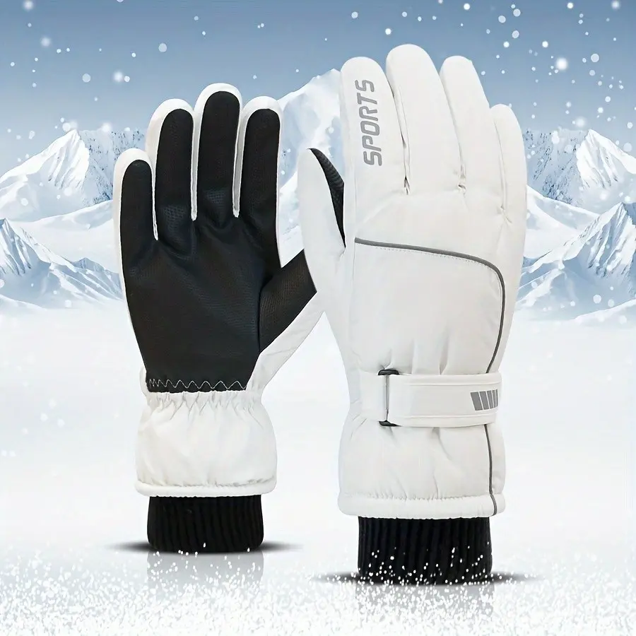 Winter Ski Gloves for Men, Fleece-Lined Warm Touchscreen Compatible, Outdoor Activities and Cycling, Women's Ski Mittens