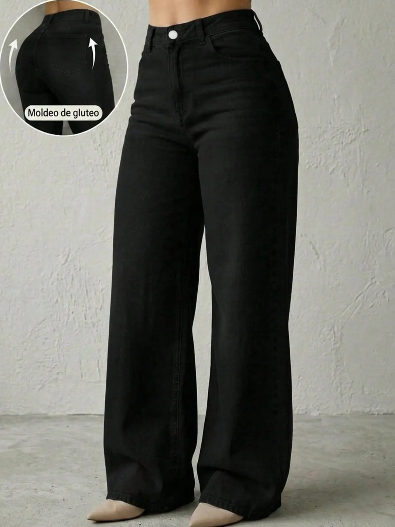 Washed Wide-Leg Women's Basic Denim Jeans, Mid-Waist Slim Fit, Flattering and Versatile, Ideal for Daily Wear, Comfortable and Fashionable