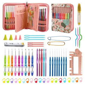 61 Piece Crochet Hook Set, Sizes 0.75mm to 10mm, Anti-Arthritis Grip, Long Needle Tips, Ideal Gift