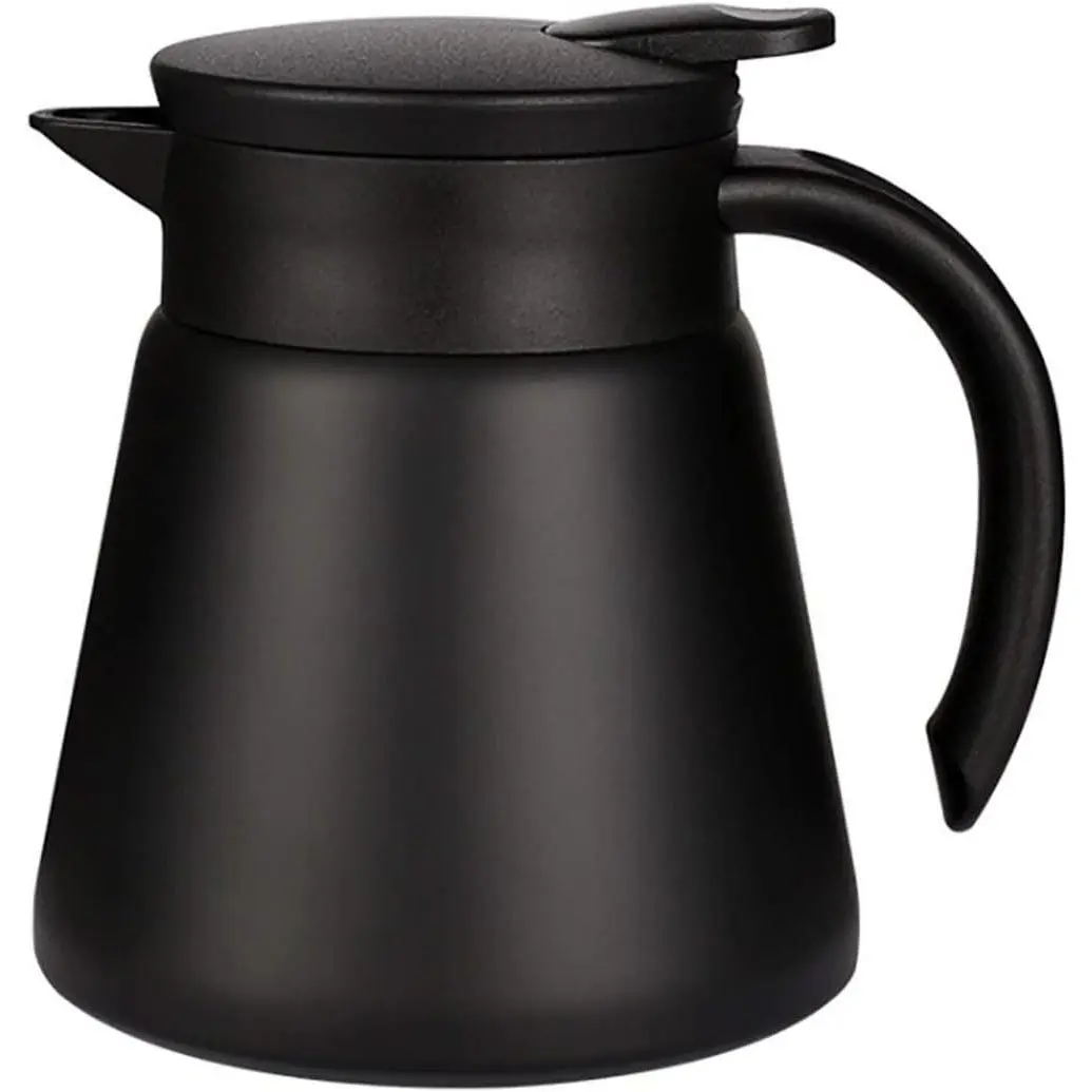 Thermal Coffee Carafe Tea Pot 20 Oz Stainless Steel Insulation Pot Double Wall Vacuum Insulated Coffee Water & Beverage Dispenser (Black)