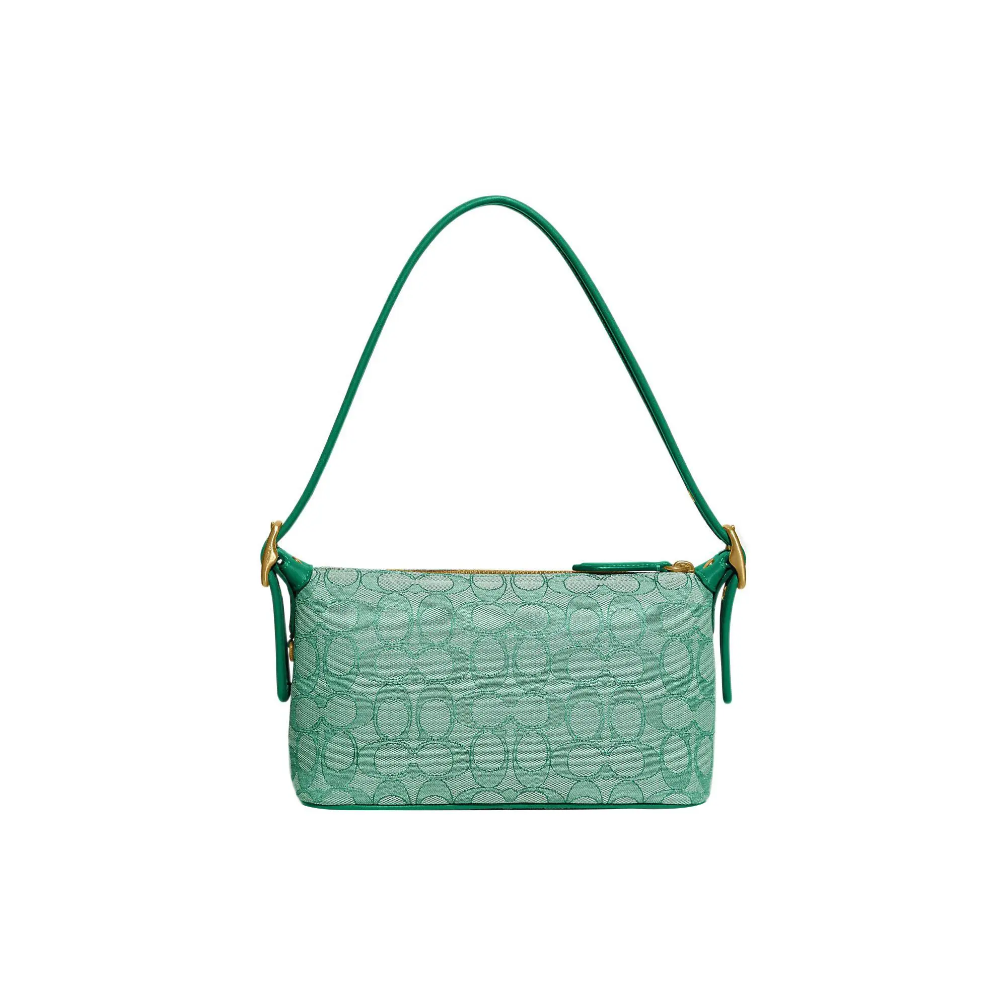 COACH Demi 23 Classic Monogram Zip Top Crossbody Bag for Women, Jacquard and Recycled Leather, Medium, Green