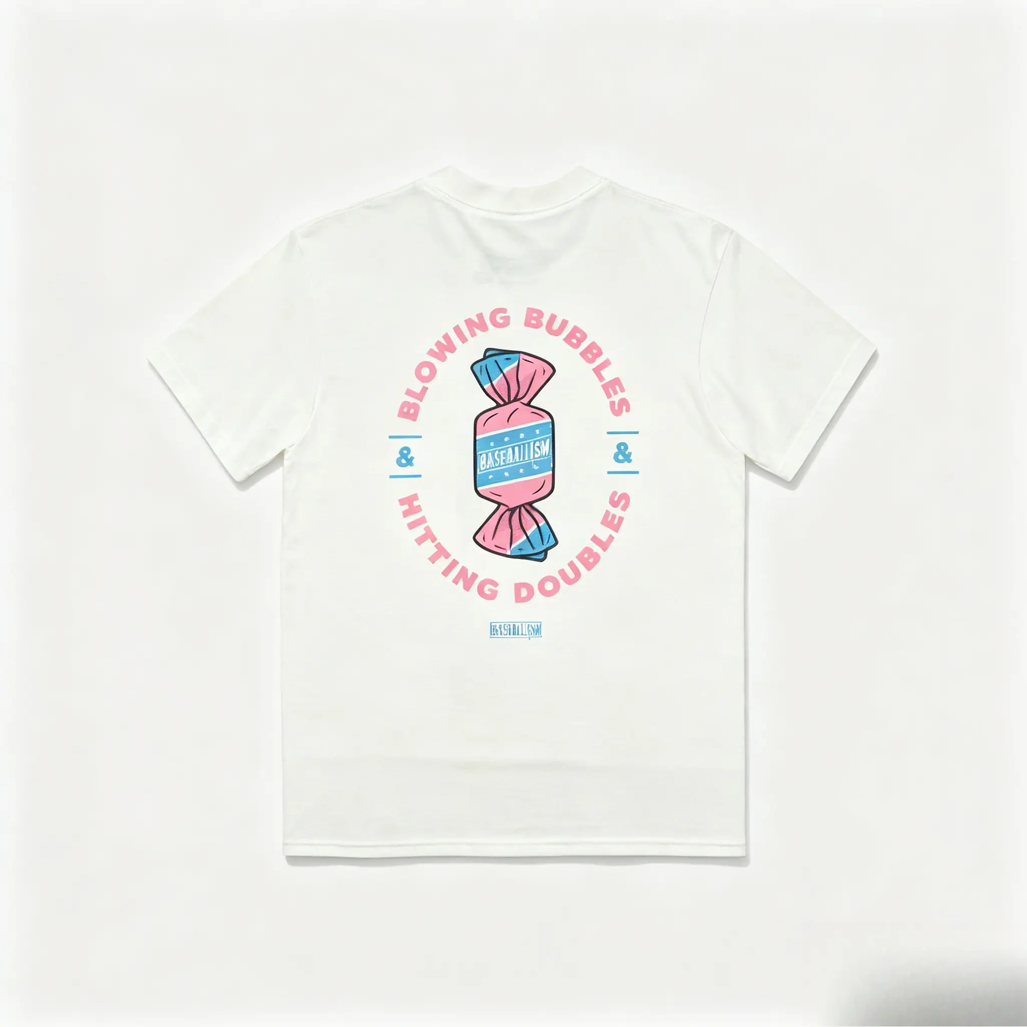 Women's Short-Sleeve Round Neck Oversized Cotton T-Shirt, Back Graphic with Cute Candy Baseball Print, Comfortable Casual Top, Ideal Valentine’s Day Gift for Sports Lovers