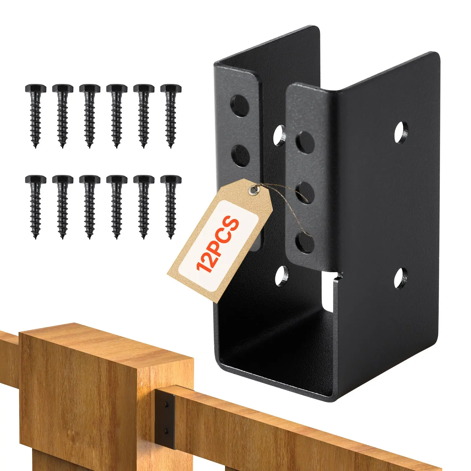 VEVOR Concealed Joist Hanger, 12 Pcs 2x4 Inch Steel Light Joist Brackets with Screws, Concealed-Flange Design for 1.93x3.62 Inch/49x92 mm Beams, Swings, Fences