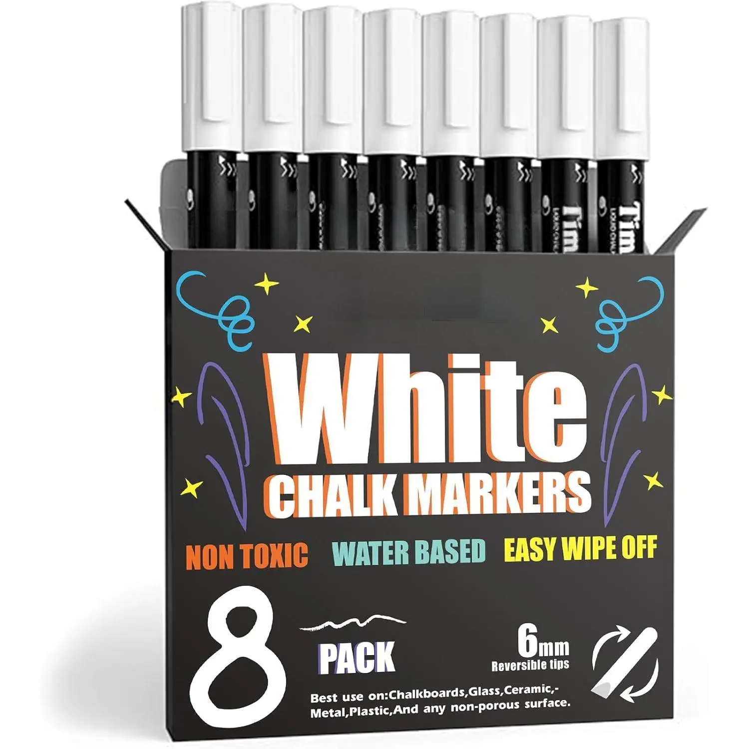 Fine Tip Chalk Markers, Liquid Chalk Pens-8 Pack, 1mm Point