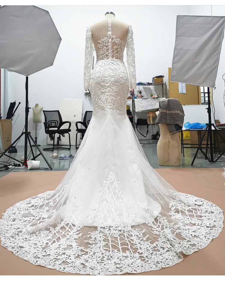 2026 New Style Sexy Deep V-neck Fishtail Lace Wedding Dress
