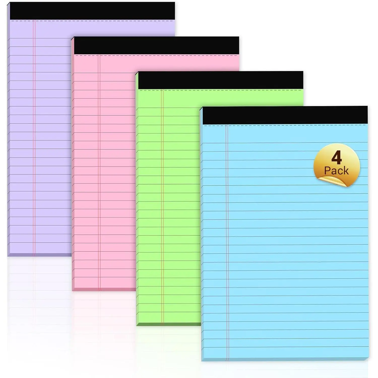 Legal Pads 5x8 Colored Note Pads, 4 Pack College Ruled Notepads 5x8 Lined Paper, Colored Notebook Paper Writing Pads 30 Sheets per Colored Paper Small Legal Pads 5x8 for  Office School Supplies