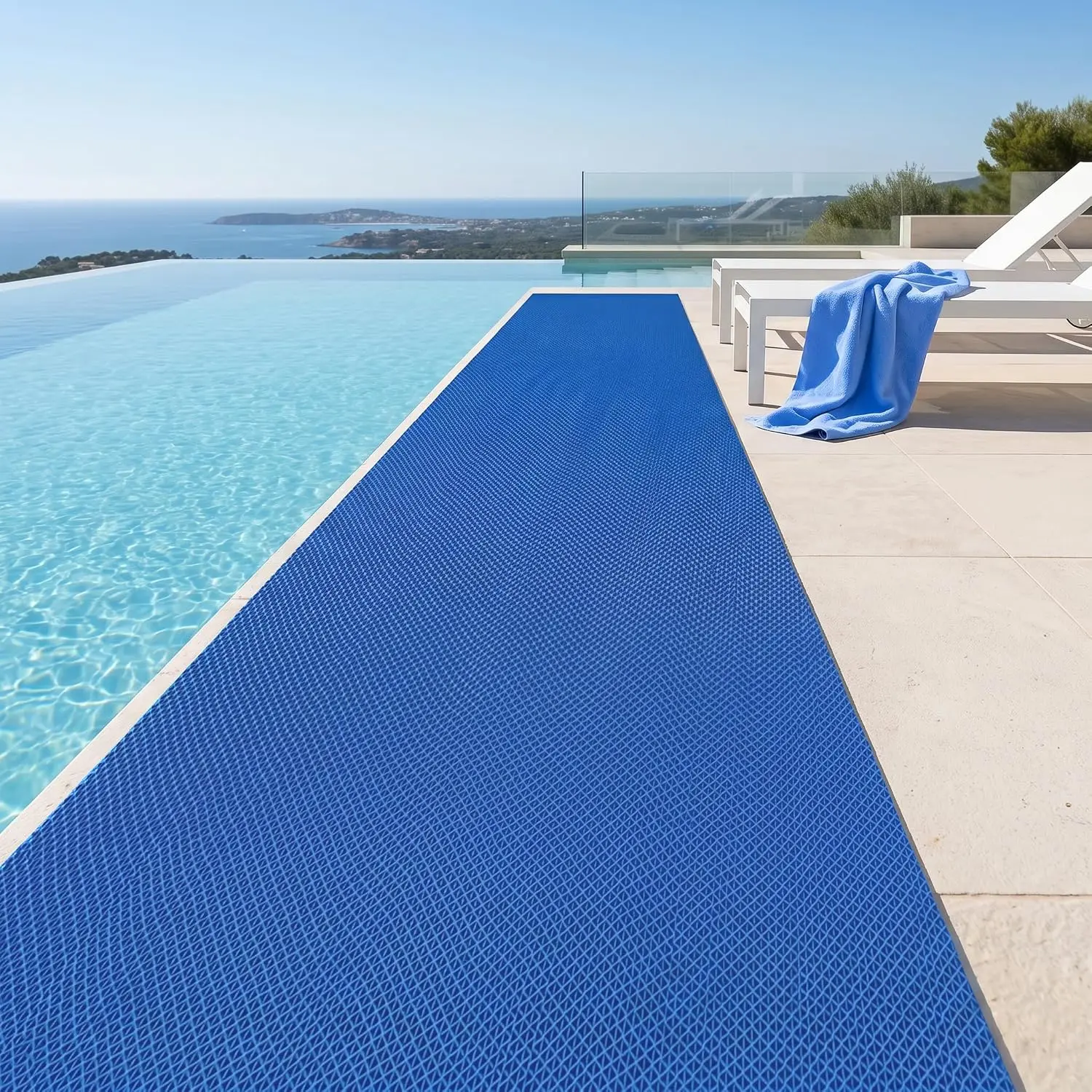 Drainage Non Slip Flooring Mats Swimming Pool Bathroom Anti- Rubber Matts 3x20 Ft Heavy Duty Commercial Anti Slip Floor Mats for Garage Restaurant Sauna ,Blue,0.9×6M