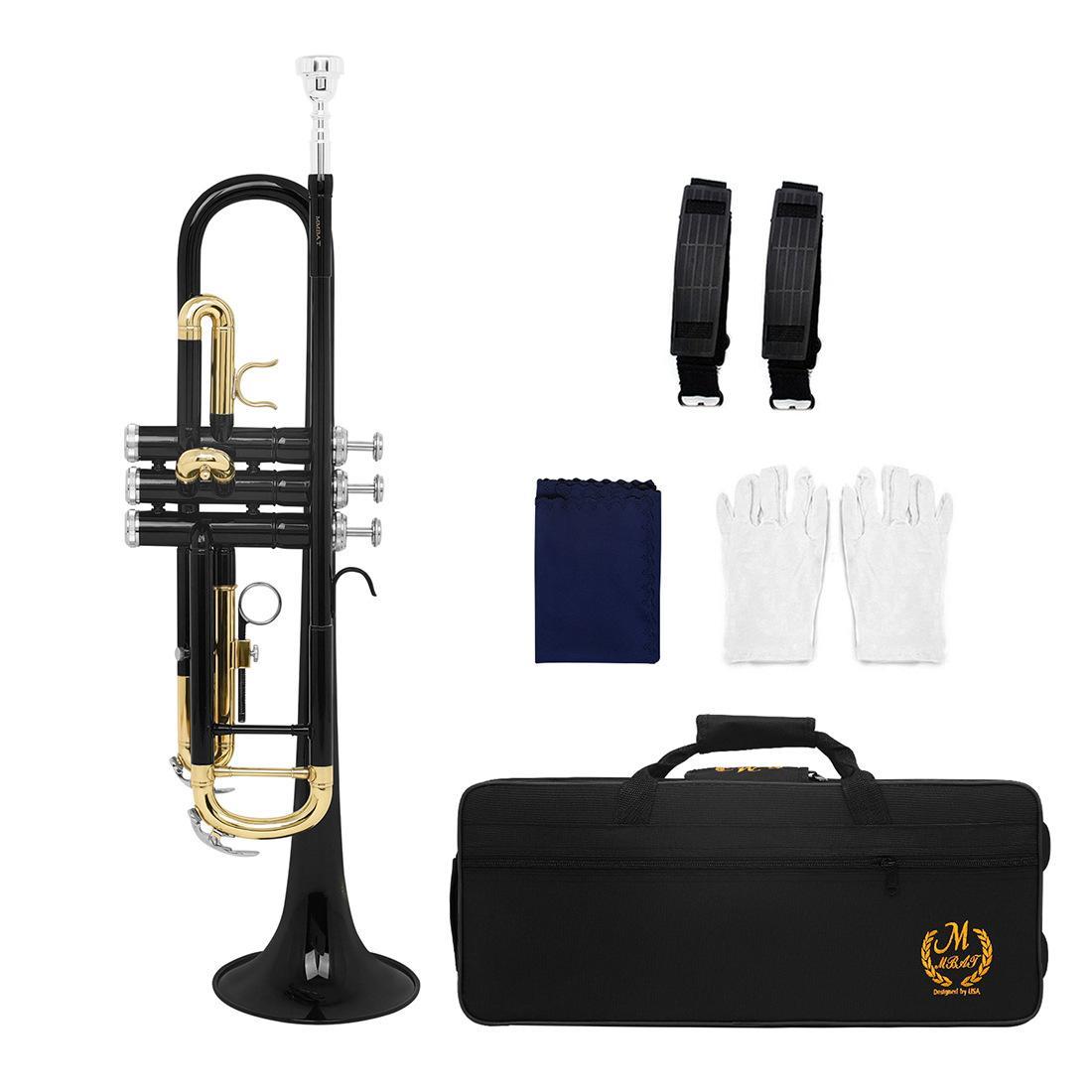 Bb Trumpet, 1 Count Bb Trumpet with Double Pole Support, Brass Wind Instrument, Professional Musical Instrument for Beginner Adult Students