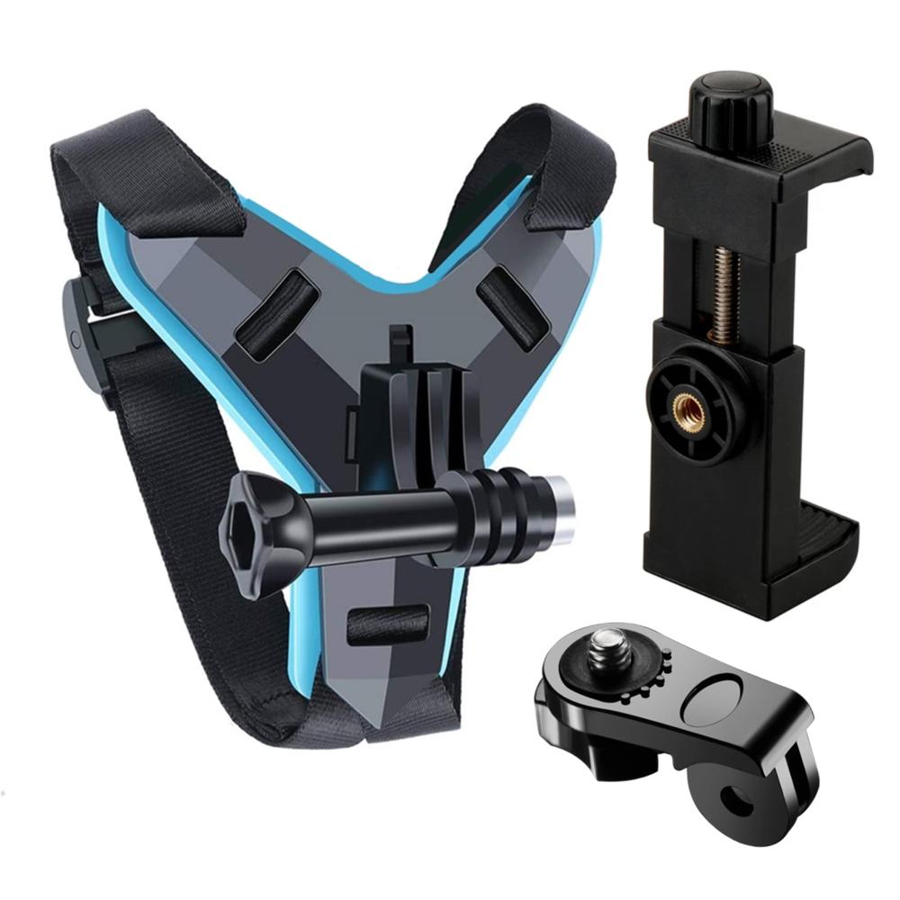 Motorcycle Helmet Chin Strap Mount Holder With Phone Clip For GoPro Hero 11 10 9 Action Camera Full Face Mobile Phone Holder