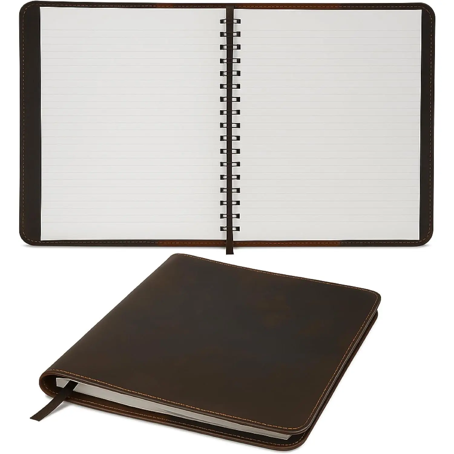 Large Leather Journal Cover for Hard Cover Notebook 8.5 x 11 -  Rustic, Full Grain Leather Journal Cover Notebook Refillable (Brown)