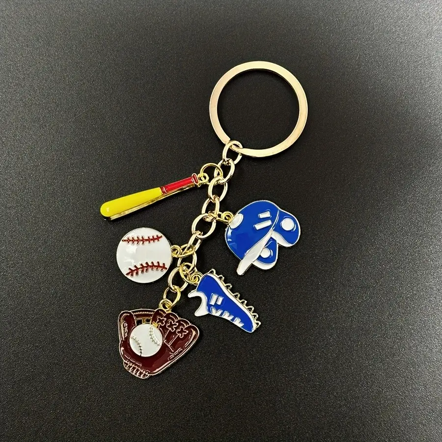 Cartoon Creative Baseball Hat Gloves, Baseball Series Keychain, Sports Style Baseball Bag, Car Accessories, Small Gifts, Key Rings For Car Keys