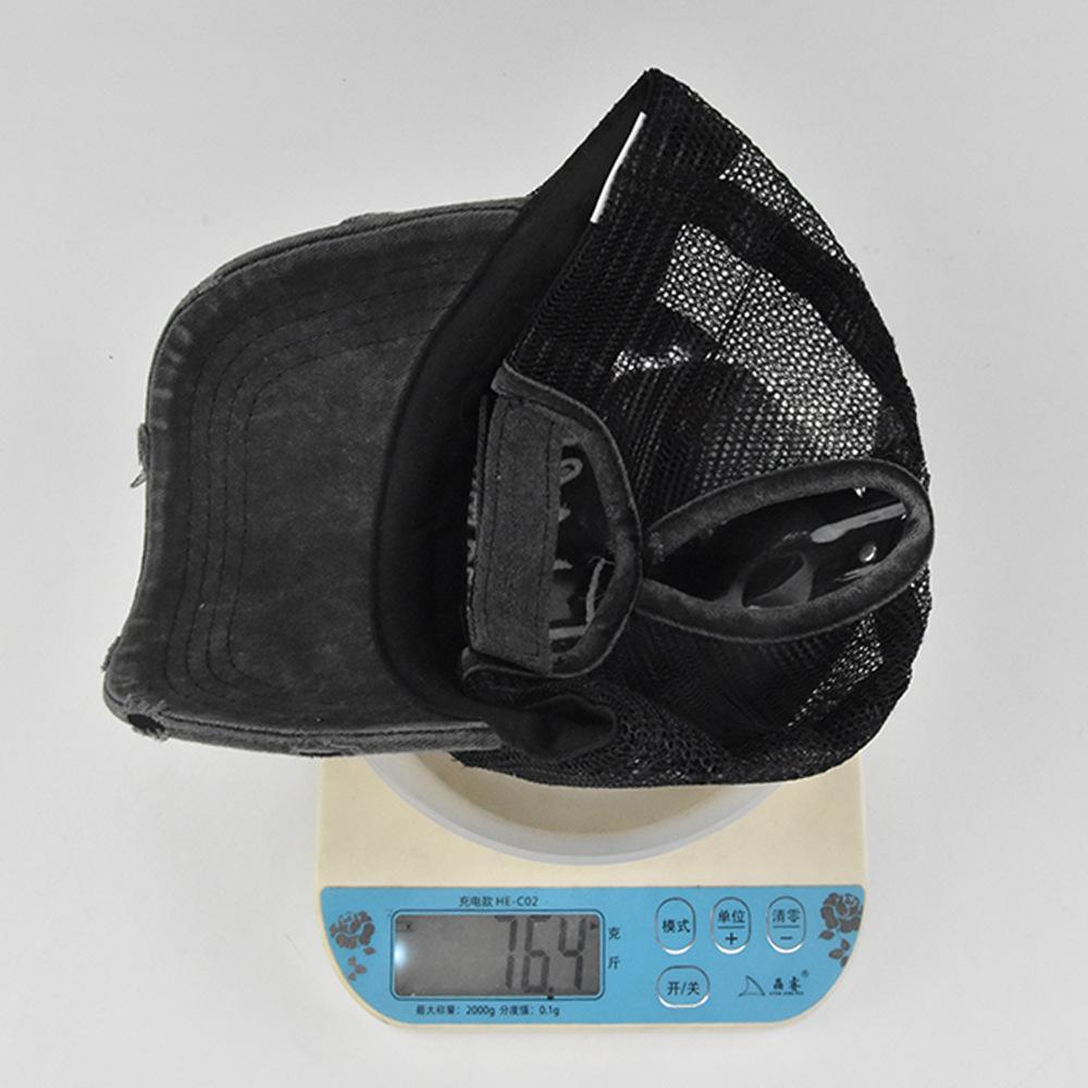 Ponytail hat with embroidery, European and American trendy cap, open-top baseball cap, ponytail cap, distressed baseball cap, versatile sun hat