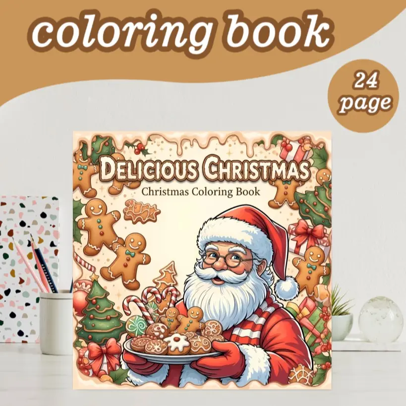 Christmas Theme Coloring Book, 24 Relaxing Designs, 7.9in X 7.9in, Thick Paper, Hand-Drawn Patterns, Perfect Gift for Adults and Teens, Ideal Present