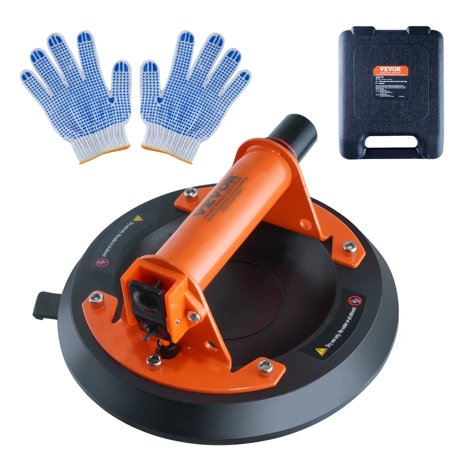 【DealsForYouDays】VEVOR Glass Suction Cup, 8" 615 lbs Load Capacity, Vacuum Suction Cup with ABS Handle and Carry Box, Heavy Duty Industrial Suction Cup Lifter Tool for Glass, Granite, Tile, Metal, Wood Panel Lifting