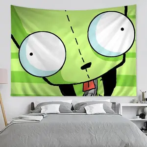 Alien Invaders Tapestry, Jill and Alien Tarot Wall Art, Cult Cartoon Hippie Decor, Perfect for Game Rooms and Dorms