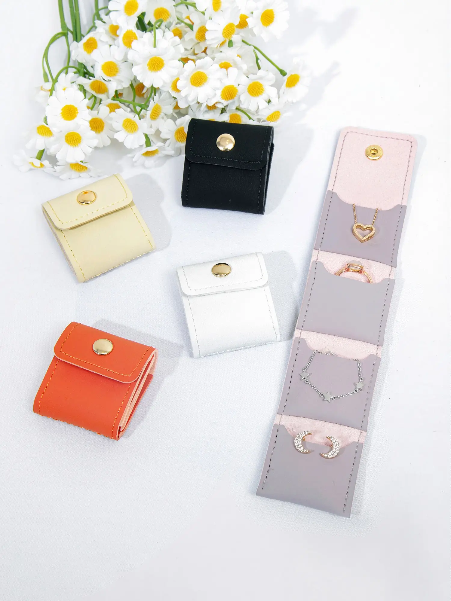 Mini Travel Jewelry Bag, Organiser, Multi Pocket Design, Compact And Portable Scratch Resistant Jewelry Storage Bag, Can Hold Rings, Earrings, Bracelets, Necklaces, Small Accessories, Snap Closure, Essential For Travel, Earring Holder Organizer