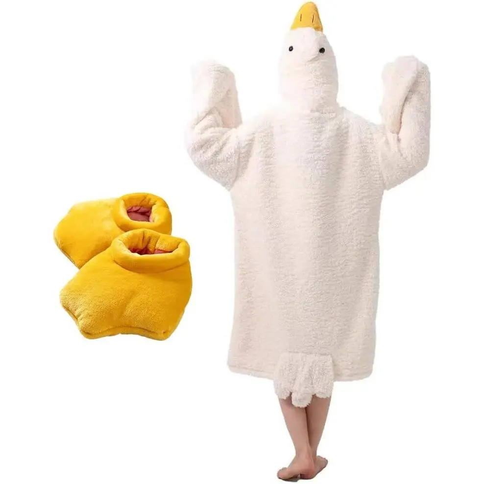 Oversized Polyester Fleece Hoodie Blanket Onesie with Sleeves, Wings & Costume Design - Warm, Cozy Wearable for Adults - Fits as Indoor Lounging/Sleeping Gear, Long Sleeve