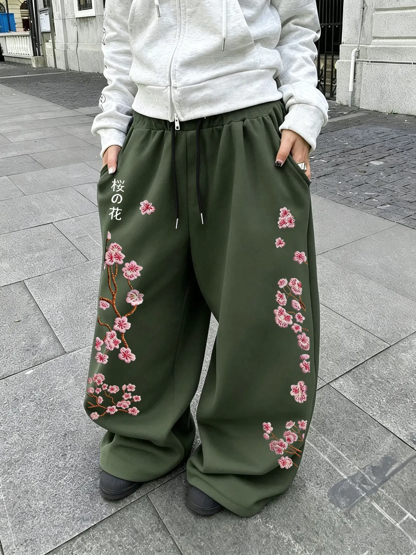 Unisex Waist Drawstring Straight Leg Loose Pants, Floral Print, Casual Comfortable Daily Wear, All Seasons, Sporty & Home Clothing