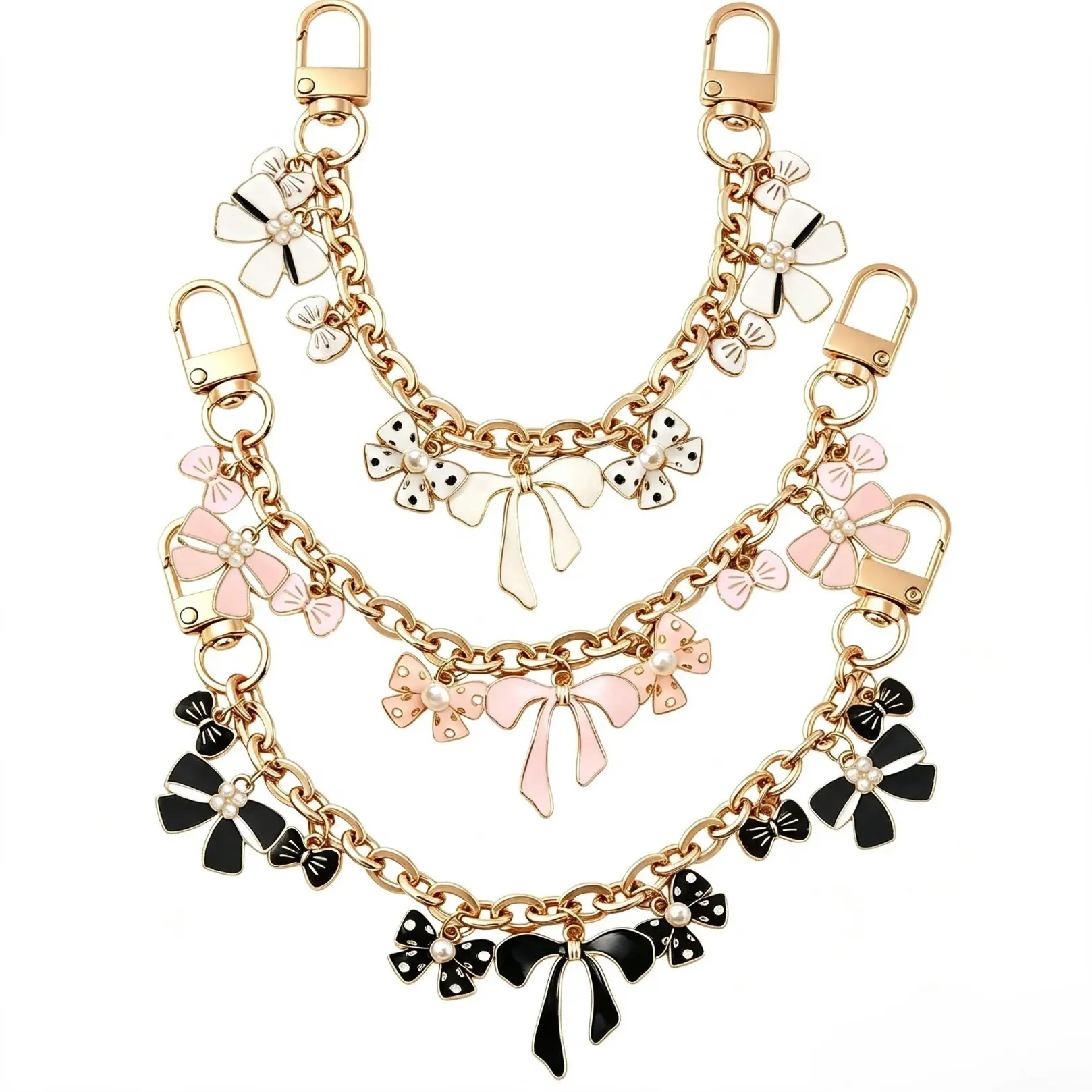 Bow Bag, Fashion Chain Strap, Chain Purse Handbag Charms with Enamel Bowknot Charms Bow Purse Strap Bag Extension Replacement Keychain Accessories for Handbags Shoulder Tote Crossbody Wallet Chain bag chains Purse Accessory Bowknot Strap Design