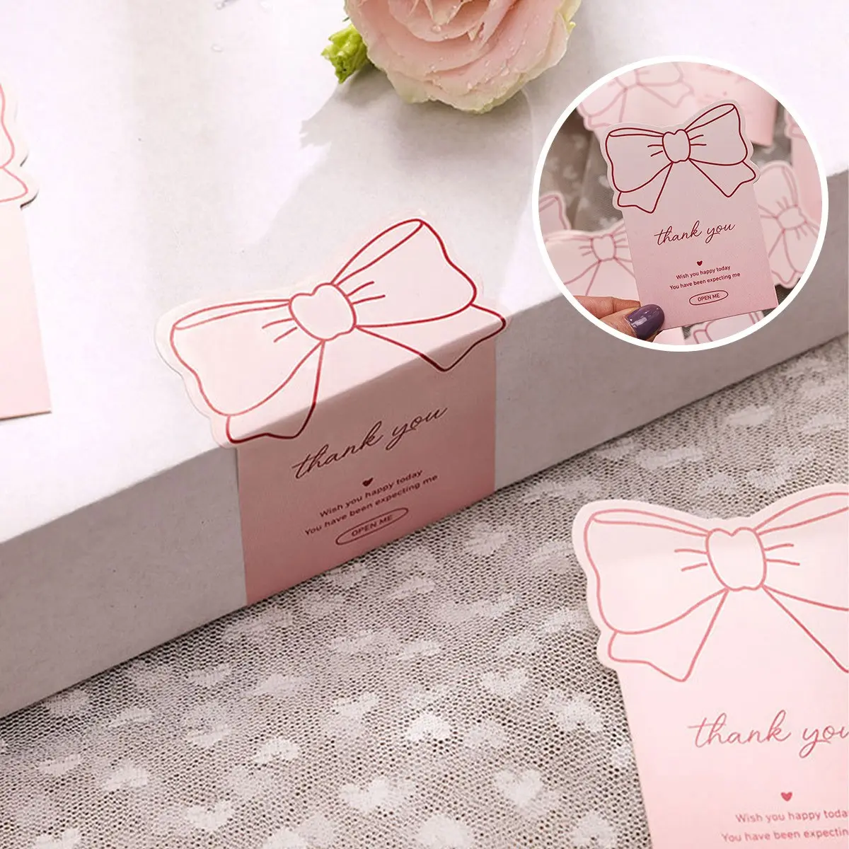 10pcs Bow Gift Thank You Seals, Sealing Stickers, DIY Decoration Stickers for Gift Boxes, Elegant Closure Labels for Special Occasions