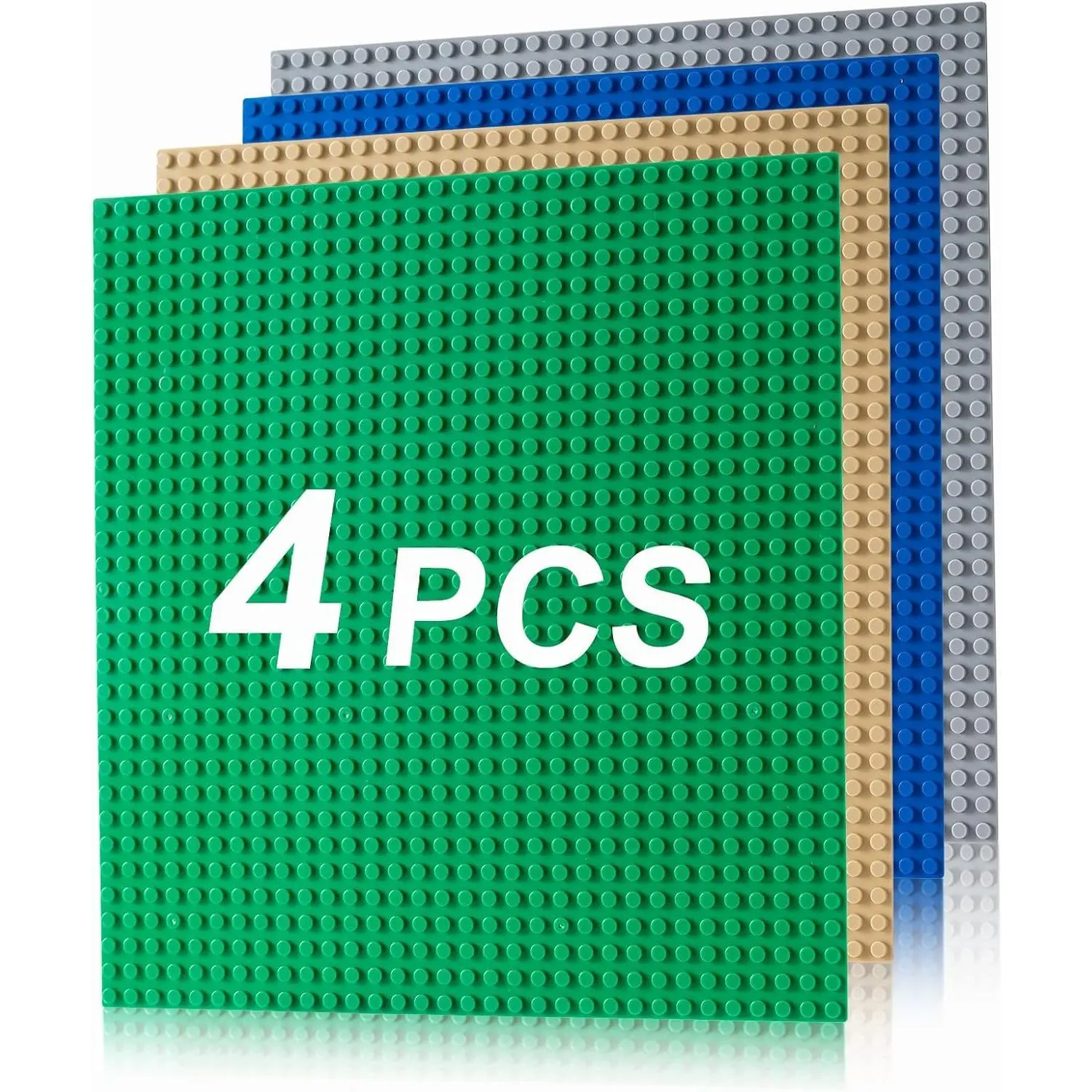 4 Pack Classic Baseplates, Building Plates for Building Bricks, Compatible with All Major Brands and Activity Table-Baseplate 10" 10", Age 3 and up, Multicolored