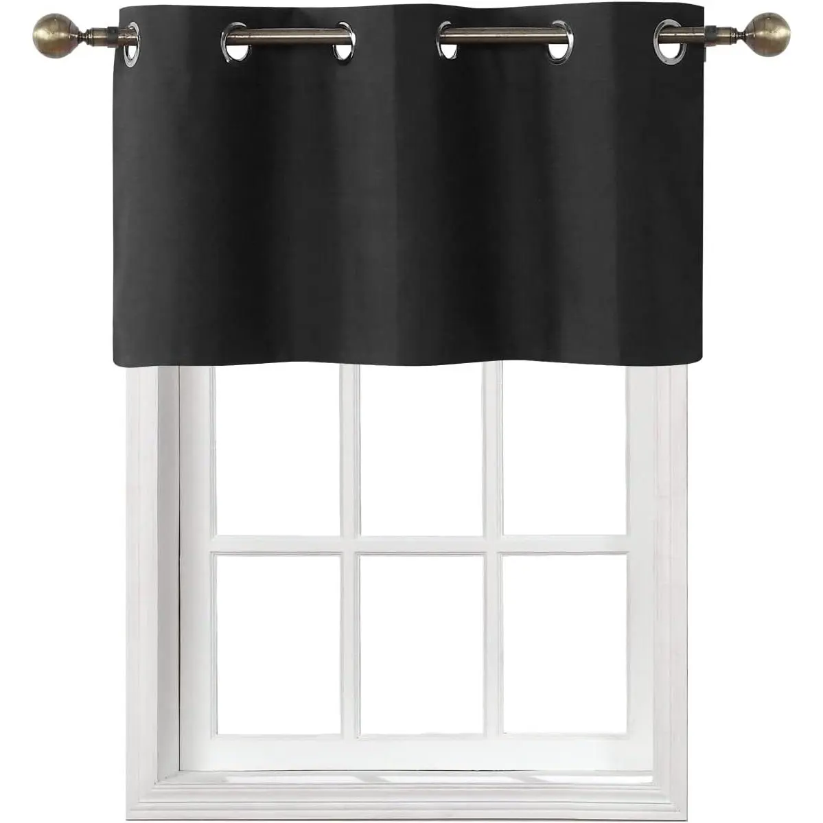 Grommet Top Blackout Curtain Valance Window Topper for Living Room, Small Straight Drape Valence, Set of 1, 37 X 18 Inch, Black
