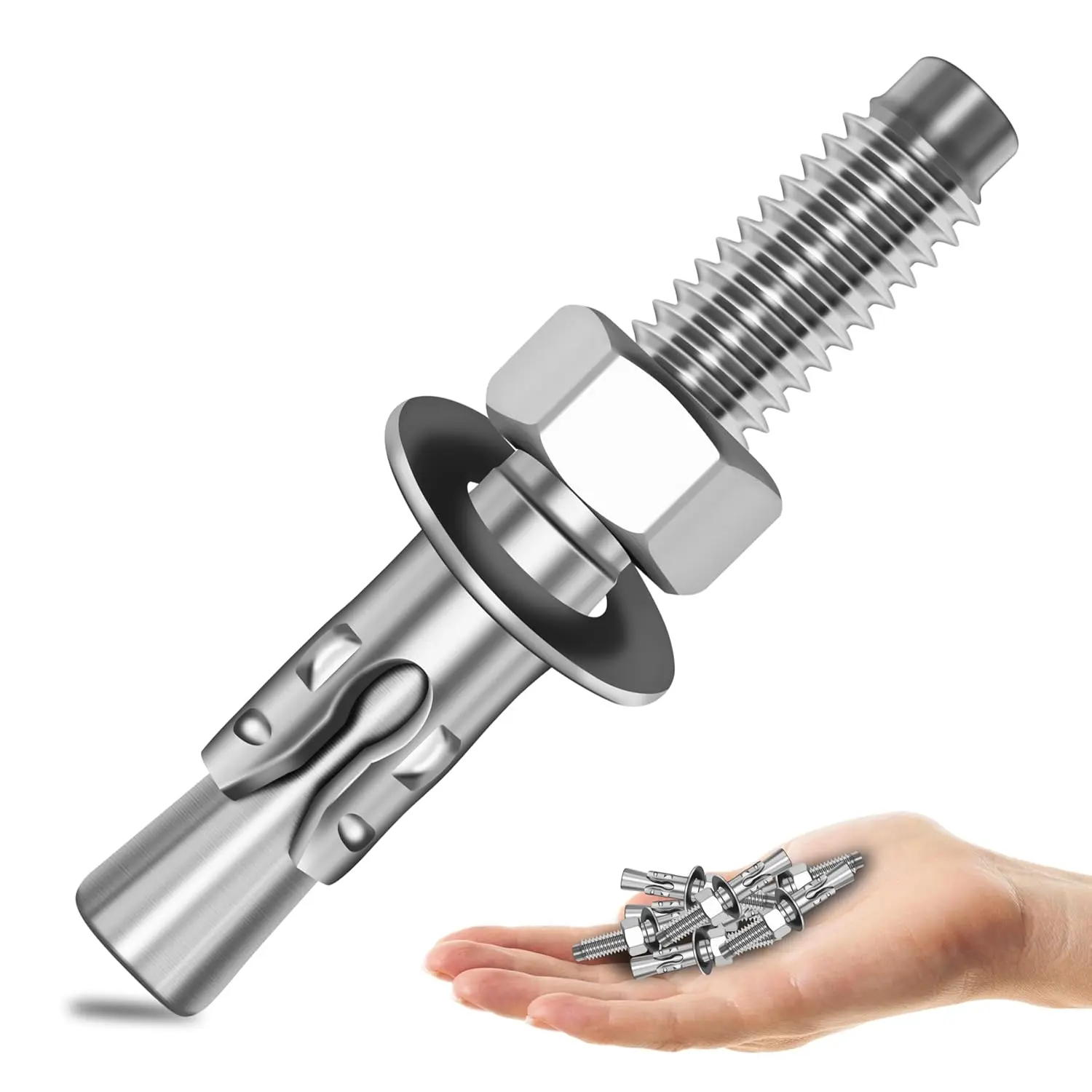 1/4 x /4 Inch Wedge Anchors, 10 count 304 Stainless Steel Industrial 1/4 Heavy Duty Industrial Masonry Wdege Anchor  for Brick Cement and Concrete, Bright Finish