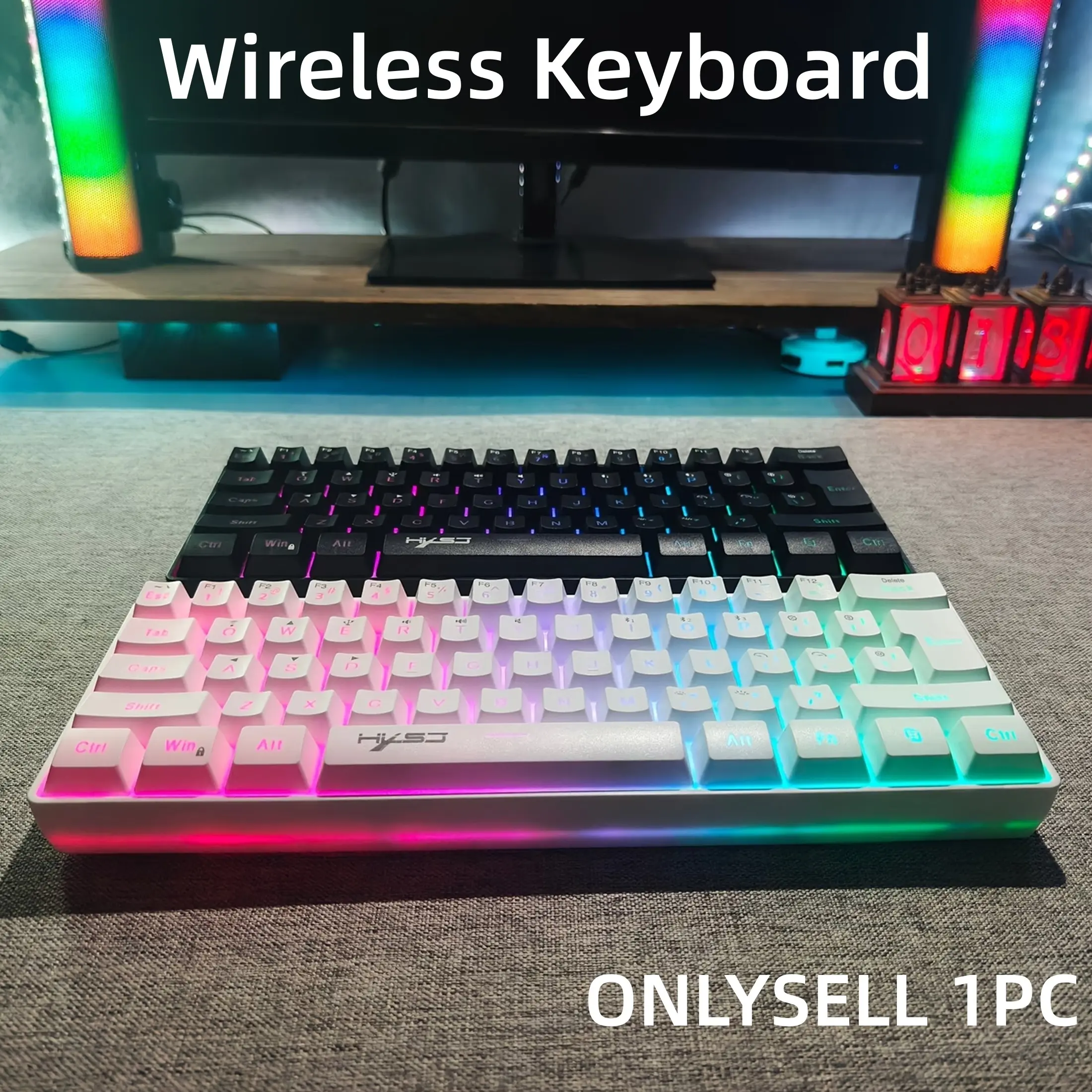 Wireless Gaming Keyboard, Triple Mode BT5.0/2.4G/USB-C Wired, RGB Backlit Ultra Compact 61 Keys Keyboard, Ergonomic Waterproof Mini Keyboard, Pc Gaming Keyboard for Windows, Mac, iPad, Xbox