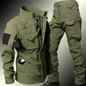 Men's Outdoor Tactical Jacket Softshell Waterproof Lightweight Windbreaker Multi Pockets Camping Hiking Jackets
